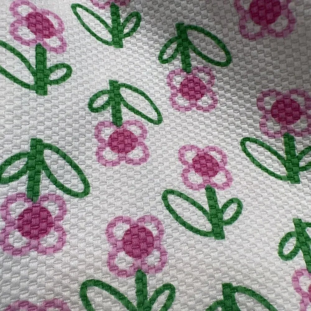 Patsy Aiken Chez Ami‎ White 2 Piece Pink Flowers Cotton Blend Shirt & Skirt 12